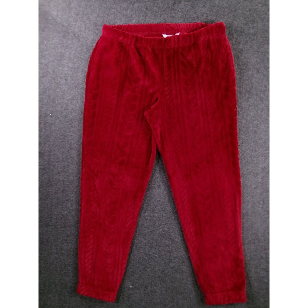Joyspun Pants Women L Red Plush Cable Knit Elastic Waist Lounge Cozy Sleep